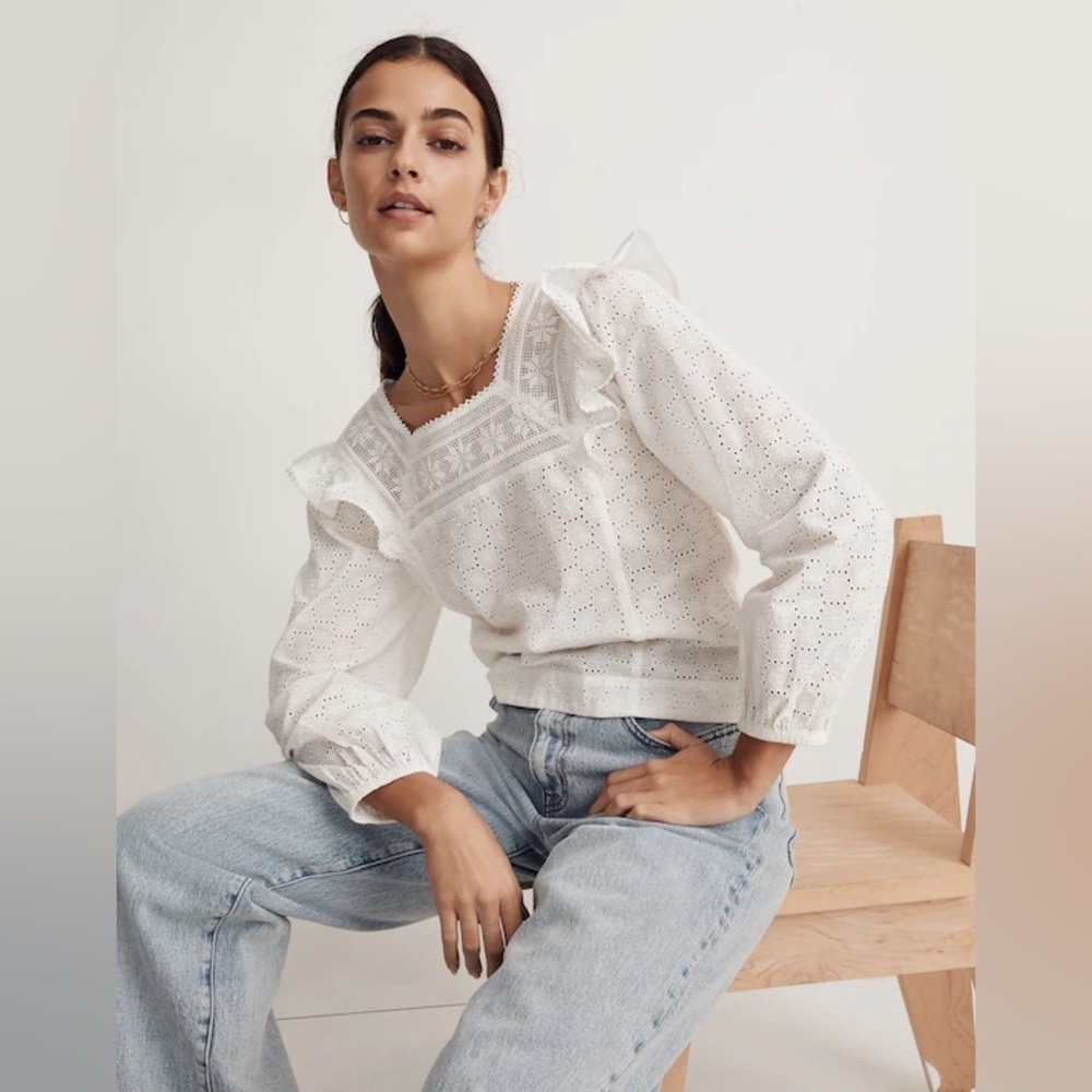 Madewell Eyelet Square-Neck White - Picture 9 of 9